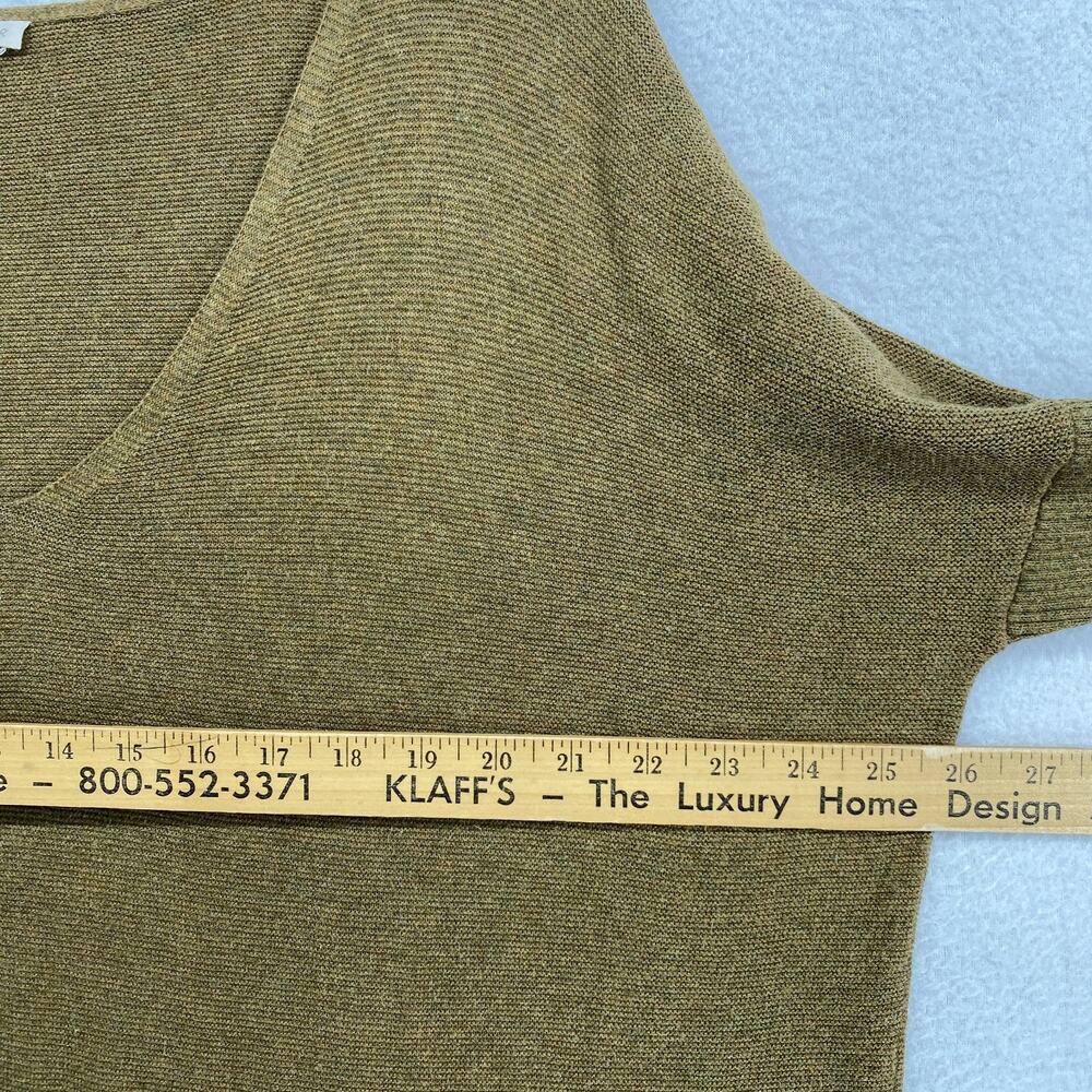 EILEEN FISHER Sweater S Organic Cotton Tunic V-Neck 3/4 Sleeve Oversized Green - Picture 8 of 10